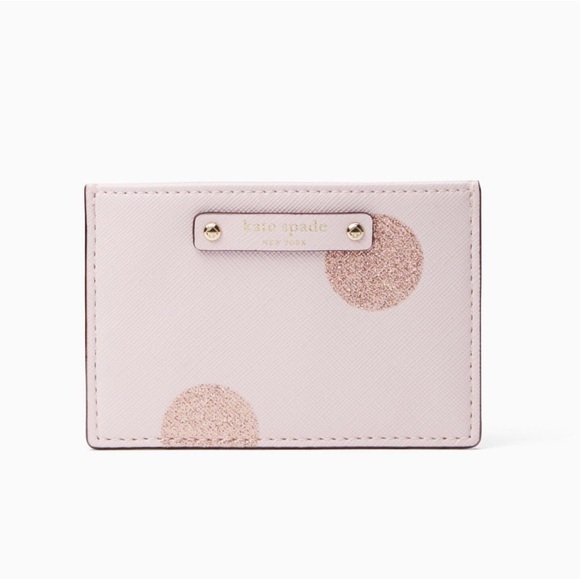 kate spade Accessories - NWOT Kate Spade Pink Polka Dot Card Holder